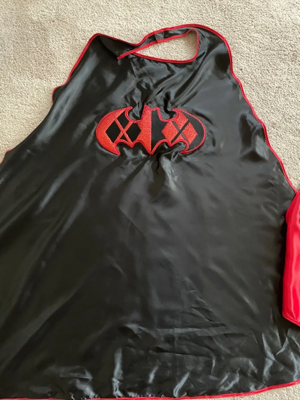 Superhero Satin Capes - Red Superman & Black Bat Emblems